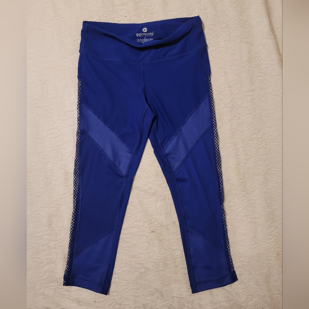 90 Degree By Reflex Royal Blue Mesh Leggings